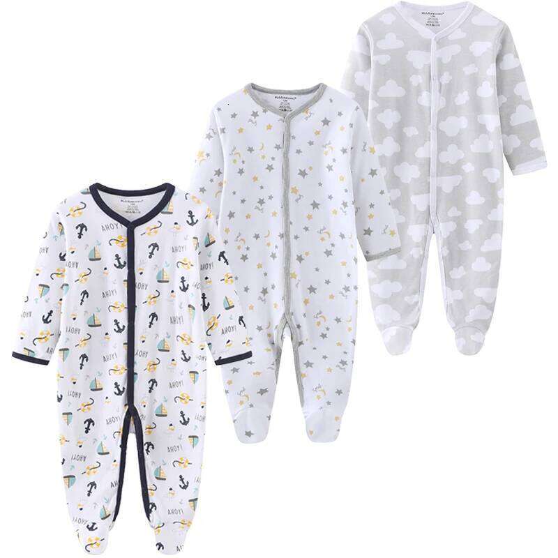 0-12Months Baby Rompers Newborn Girls&Boys 100%Cotton Clothes of Long Sheeve 1/2/3Piece Infant Clothing Pajamas Overalls Cheap 26Y0224