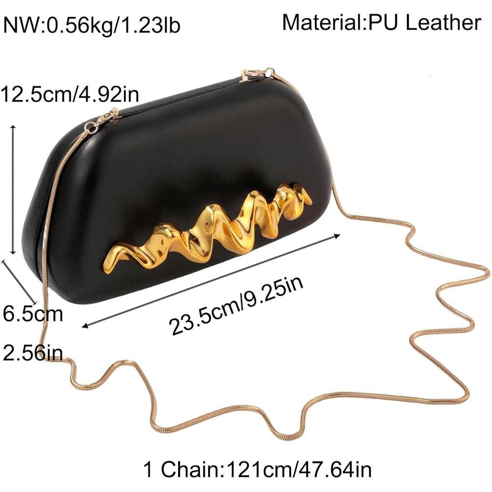 Metal Handle Handbag Detachable Chain Crossbody Shoulder Evening Bag Purse For Women Formal Wedding Party Prom