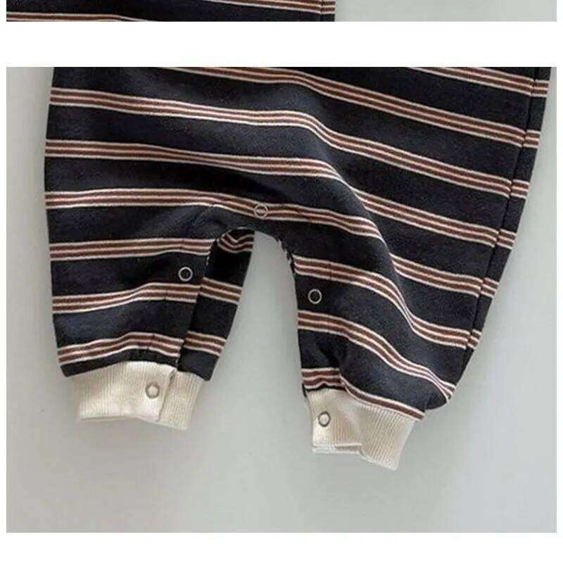 Unisex Baby Spring Autumn Warm Romper Infant Striped Bodysuit Boys & Girls Cute Long-Sleeve Outdoor Jumpsuit 26H0224