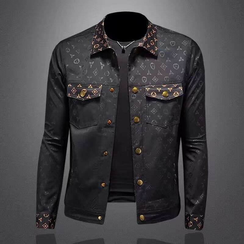 2024 Spring And Autumn New European High-Quality Printed Turn-Down Collar Jacket Fashion Slim Fit Stylish Coat