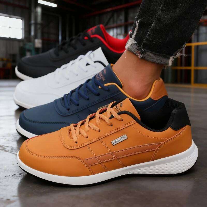 Artificial Leather Lace Up Trend Casual Footwear Breath Non-slip Leisure Male Sneakers Men Vulcanized Shoes