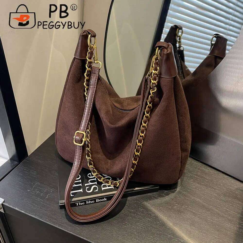 Women Suede Shoulder Adjustable Strap Crossbody with Inner Pocket Underarm Trendy Handbag Work Travel Bag Z260224