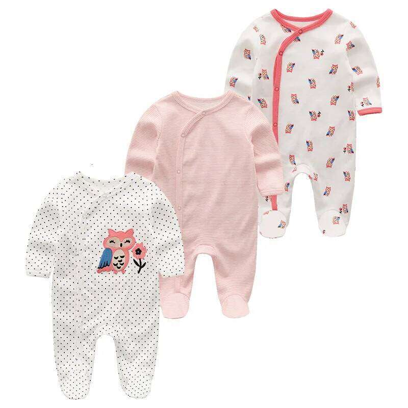 0-12Months Baby Rompers Newborn Girls&Boys 100%Cotton Clothes of Long Sheeve 1/2/3Piece Infant Clothing Pajamas Overalls Cheap 26Y0224