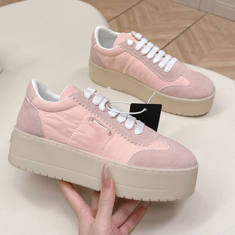 Womens Downtown Bold Re Nylon Suede Sneakers 1E928N Ladie Thick Soled Basketball Shoes Designer Casual Sports Shoes TPU Outsole Sizes 35 41