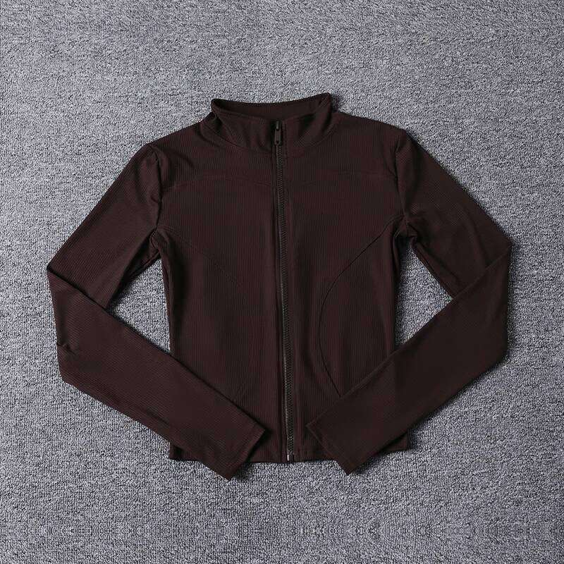 New Fashion Slim Fit Women Yoga Long Sleeve Gym Breathable Workout Top Quick Dry Sports Coat Full Zip 26Y0224