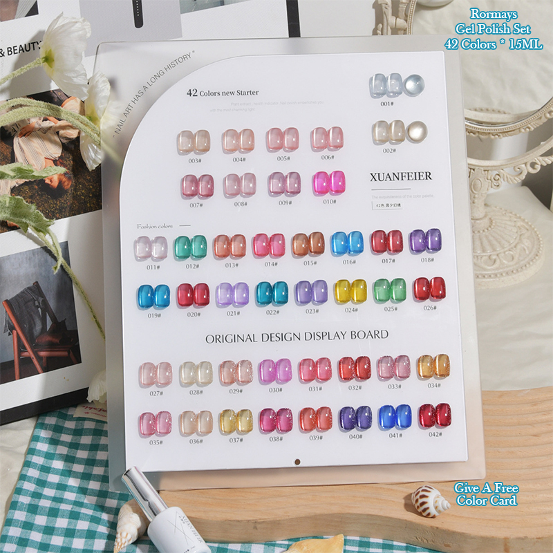 XUANFEIER 42 Colors Magnetic Glass Bead Crystal Cat Eye Gel Nail Polish Set Soak Off UV LED Shiny Long Lasting for Nail Art Salon Manicure