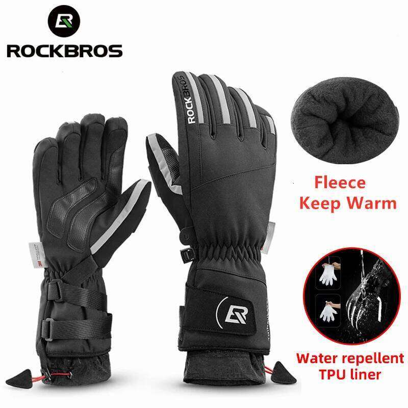 ROCKBROS Ski Snowboard Snowmobile Motorcycle Riding Winter Windproof Waterproof Unisex Snow Gloves 26H0224