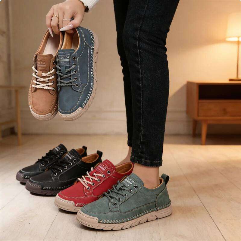 Trendy Women's Red Flat Durable Wear-resistant Fashionable Slip-on Casual Shoes Lightweight Spring Autumn Couple Loafers