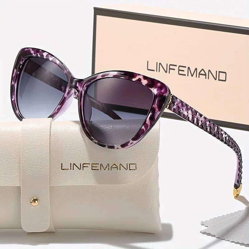 LINFEMAND Flower Cat Eye UV400 Sunglasses Women's Fashion Glasses Party Club Wear Holiday Gift 26W0224