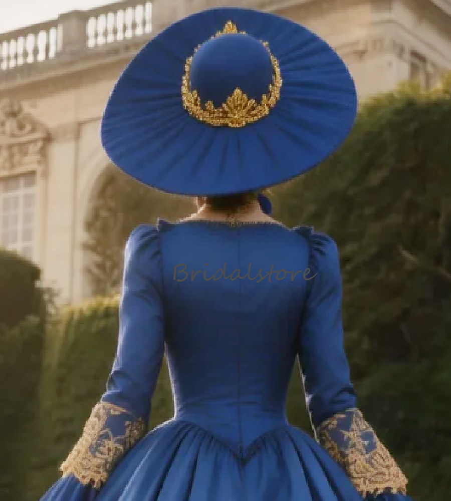 Historical Marie Antoinette Blue Evening Dress Bustle Victorian Prom Dress Renaissance Rococo 18th Century Court Formal Party Special Occasion Dress 2