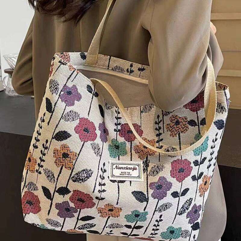 Large Capacity Niche Single Shoulder Women, Ins Style Canvas Bag, Tote for Class, Commuting Bag Z260224