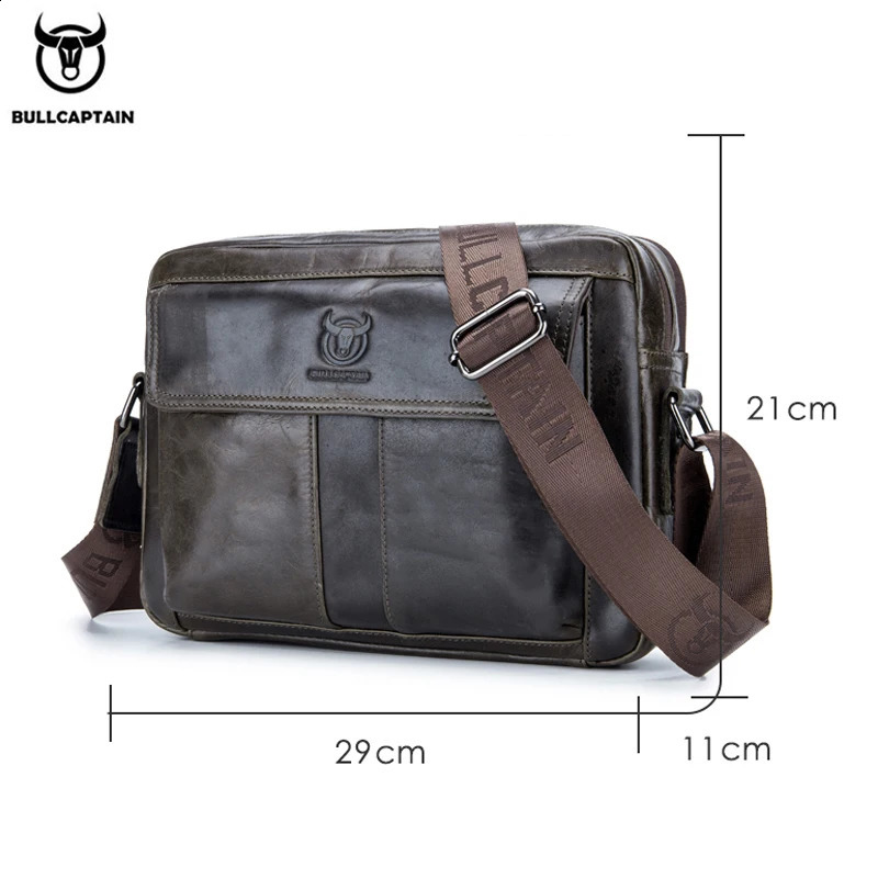 BULLCAPTAIN Genuine Leather Mens Crossbody Bag Large Capacity Casual Multifunctional Handbag A Fashion Business Briefcase 260202