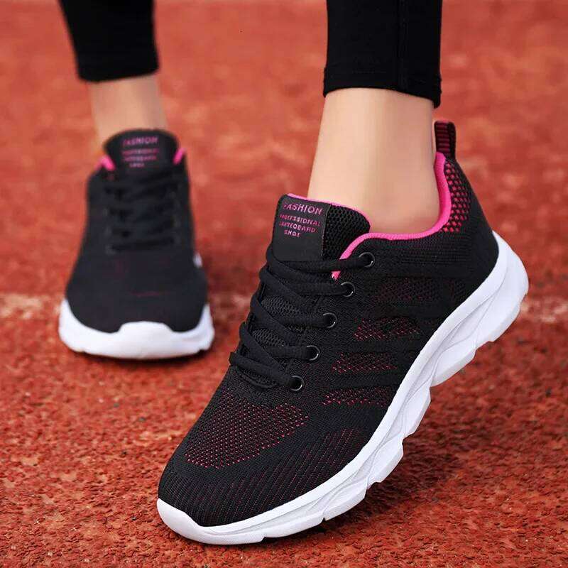 Black Non Slip Women's Fashion Lightweight Running Sneakers Breathable Casual Travel Comfortable Shoes for Work