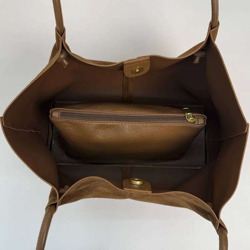 LEFTSIDE Women Faux Suede Shoulder 2025 Winter Retro Soft Tote Bag Luxury Trend Female High Capacity Handbags Z260224