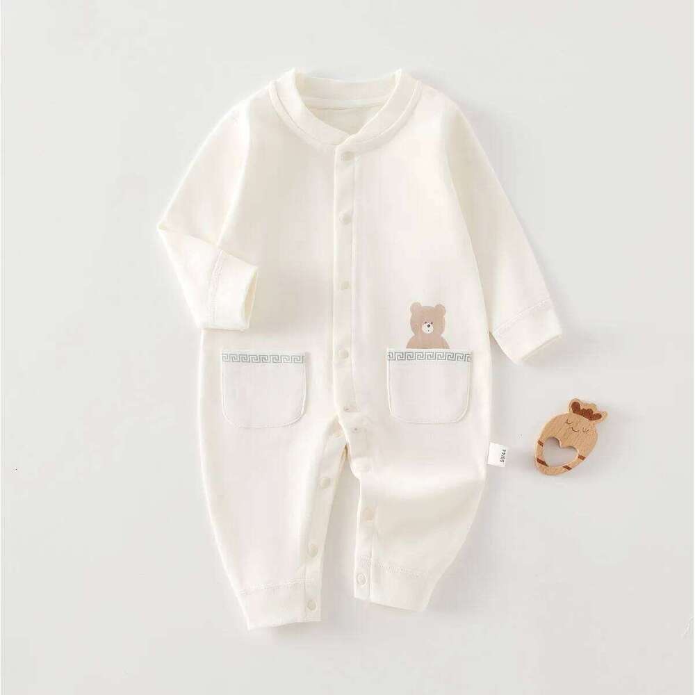 Infant Long-Sleeved Romper Spring/Autumn Pure Cotton Garment Newborn Bodysuit Unisex Baby All-Season Crawling Suit 26H0224