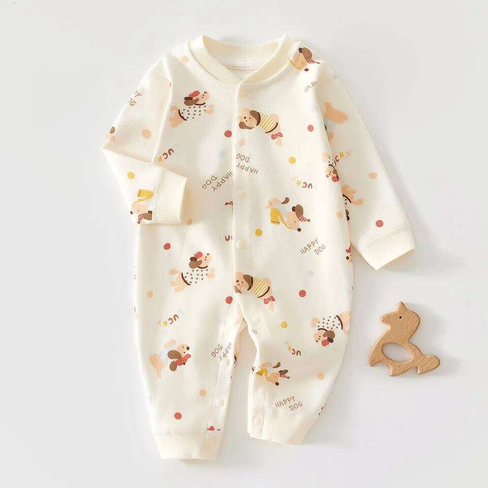 0-18M Baby Pure Cotton Onesie All Seasons Long Sleeve Crawling Suit for Boys Girls Spring and Autumn Outwear Base Layer 26H0224