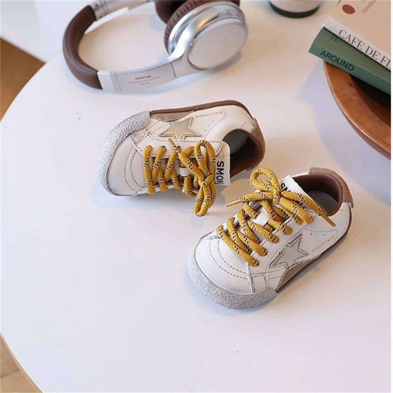 2025 New Autumn Children Leather Breathable Kids Casual Shoes Star Non-slip Fashion Toddler Girls Boys Sneakers 23-33 26W0224