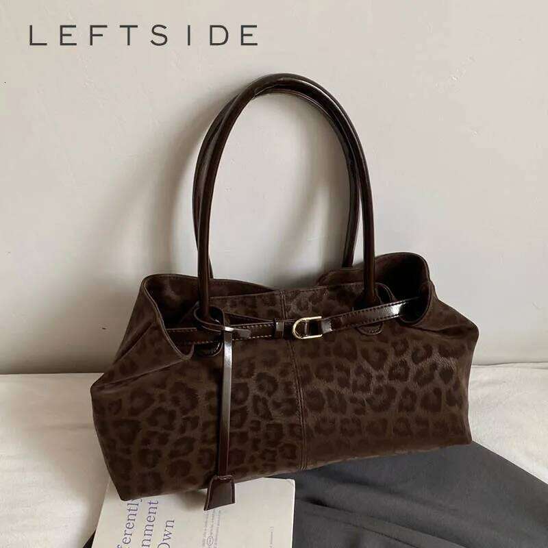 LEFTSIDE Leopard PU Leather Shoulder Bags for Women 2025 Luxury Brand Trend Tote Bag Females Short Handle Handbags Z260224