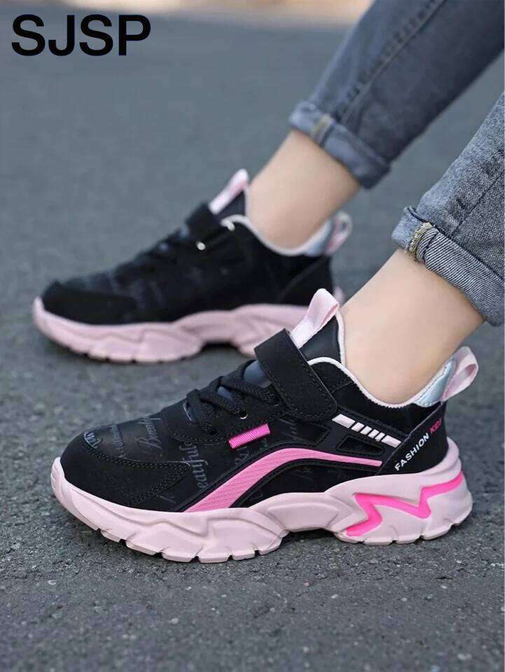 Children's Casual Pink Girls' Leather Shoes, Fashionable Lightweight Running Teenagers Aged 7-15, Student Kids' Sports Shoes for Gir 26