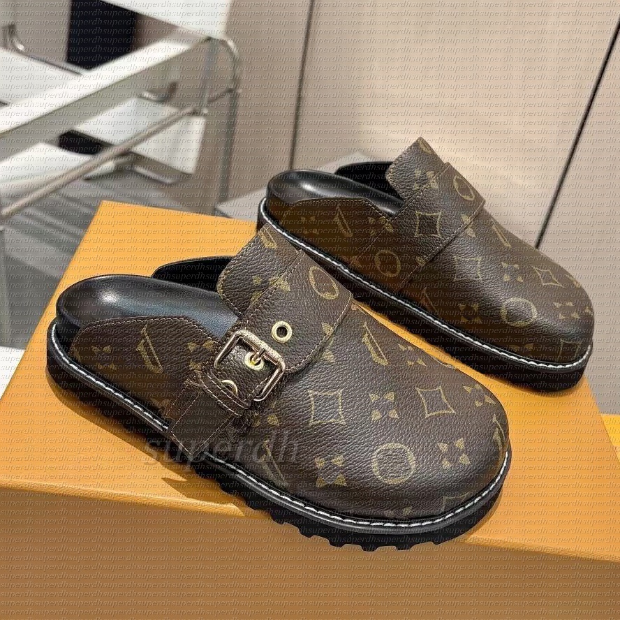 Cosy Clog Flat Comfort Designer Slides 35-45 Platform Scuffs sandals Women Mule Men Calfskin Embossed Denim Letter Printing Slipper Platform Summer Beach Flip Flop