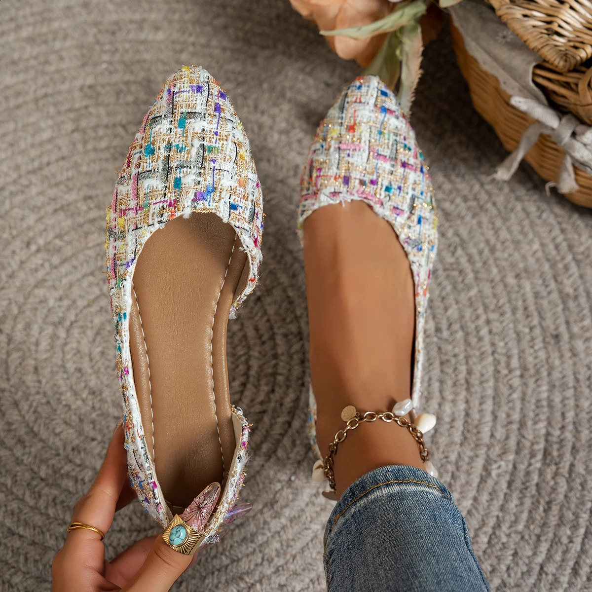 Classic Side-Cut Single Shoes French-Style Temperament Pointed-Toe Flat Shoes 260130