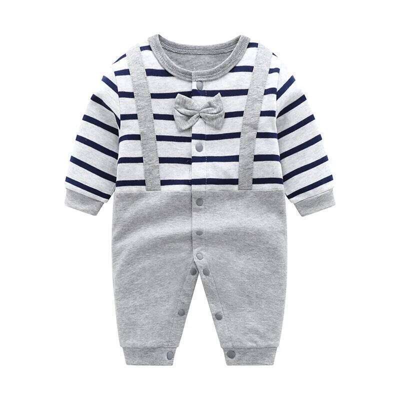 New Baby Boys 100% Cotton Formal Romper Clothes Toddler Kids Gentleman Outfit One-Piece Clothing Handsome Jumpsuit Party Suit 26H0224