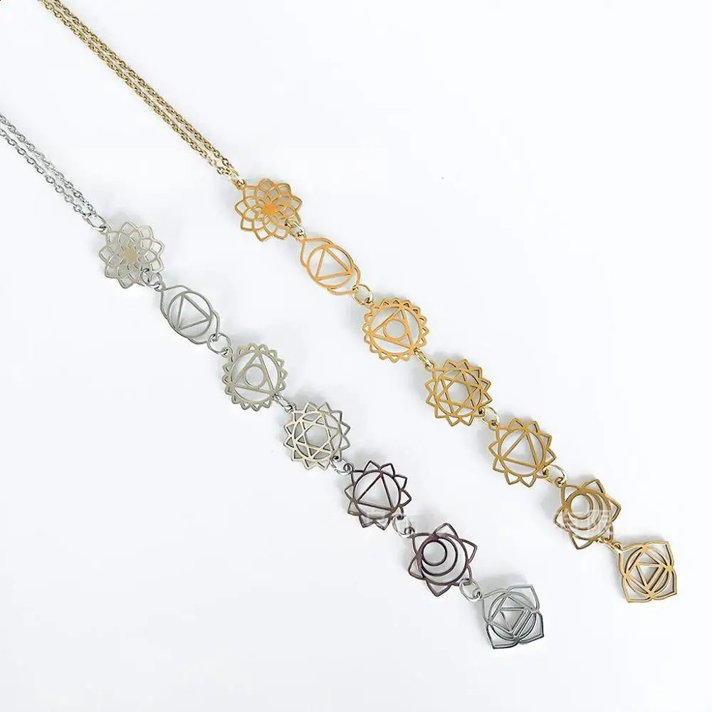 KityKiss 7 Chakra Yoga Necklace Hypoallergenic Gold Pendant for Meditation Boho Spiritual Gift 260208
