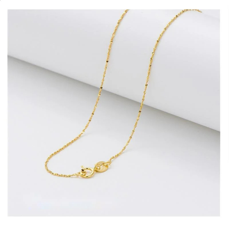 1mm Thin 925 Sterling Silver Gold Color Sky Star Link Chain Necklace For Women Girls Jewelry Collares Kolye Collier 40cm 45cm 260208