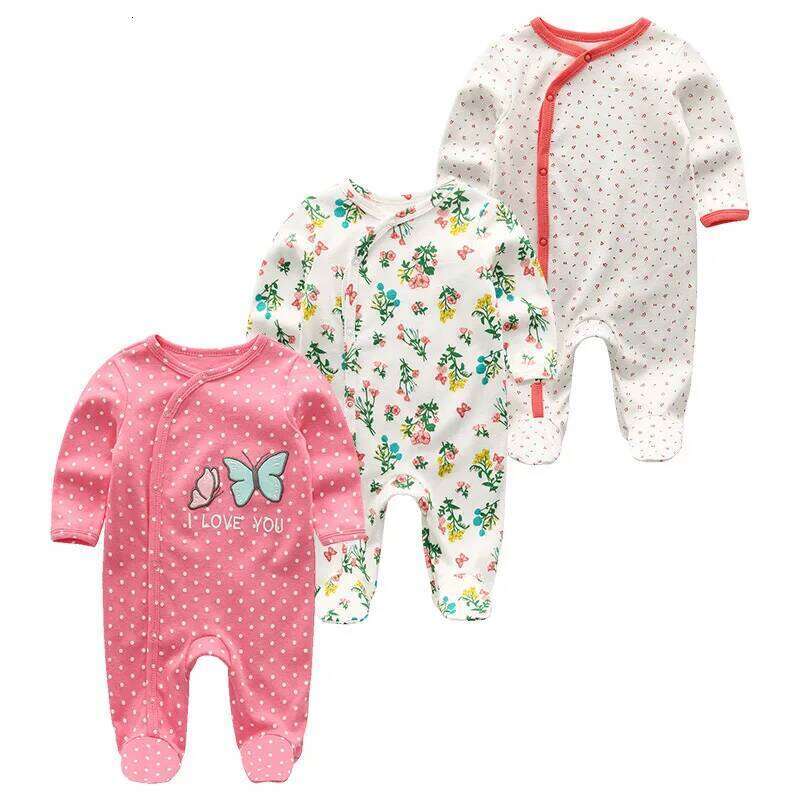 0-12Months Baby Rompers Newborn Girls&Boys 100%Cotton Clothes of Long Sheeve 1/2/3Piece Infant Clothing Pajamas Overalls Cheap 26Y0224