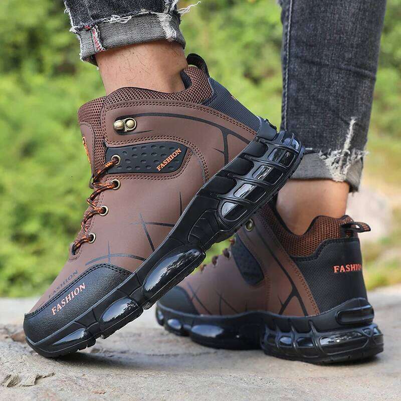 New Hiking Shoes High Quality Durable Leather Climbing Shoe Outdoors Camping Waterproof Fishing Hunting Walking Sneakers Men