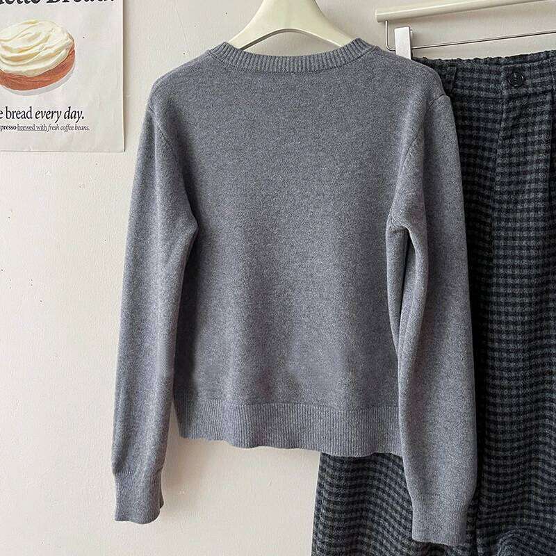 Korean style Basic Solid Knitted Cardigans Women Long Sleeve Tops O Neck Single Breasted Sweaters 2025 Autumn Winter 26L0224