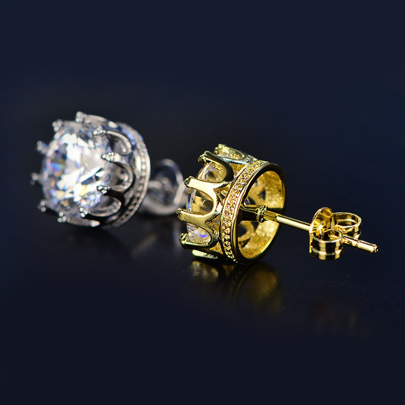 Exquisite Sparking Crown Cubic Zirconia Stud Earrings for Women CZ Crystal Earrings Unique Design Diamond Earrings Hypoallergenic Ear Jewelry Gift Fre