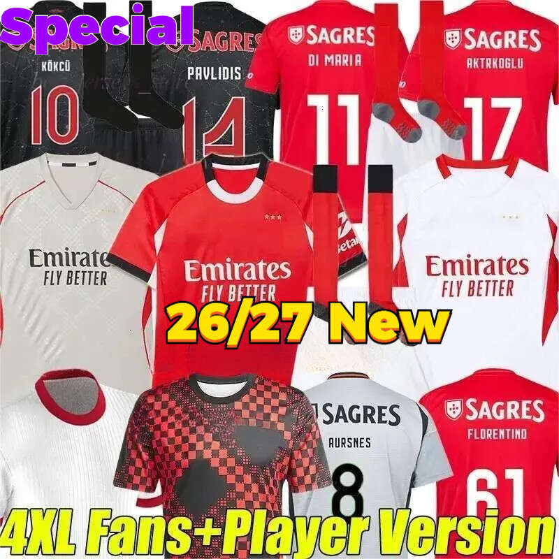 25 26 27 Benficas AKTURKOGLU Di Maria Soccer Jerseys 2026 NEW Special Edition KOKCU PAVLIDIS Shirts Kids Kit AMDOUNI AURSNES BARREIRO FLORENTINO BESTE Football