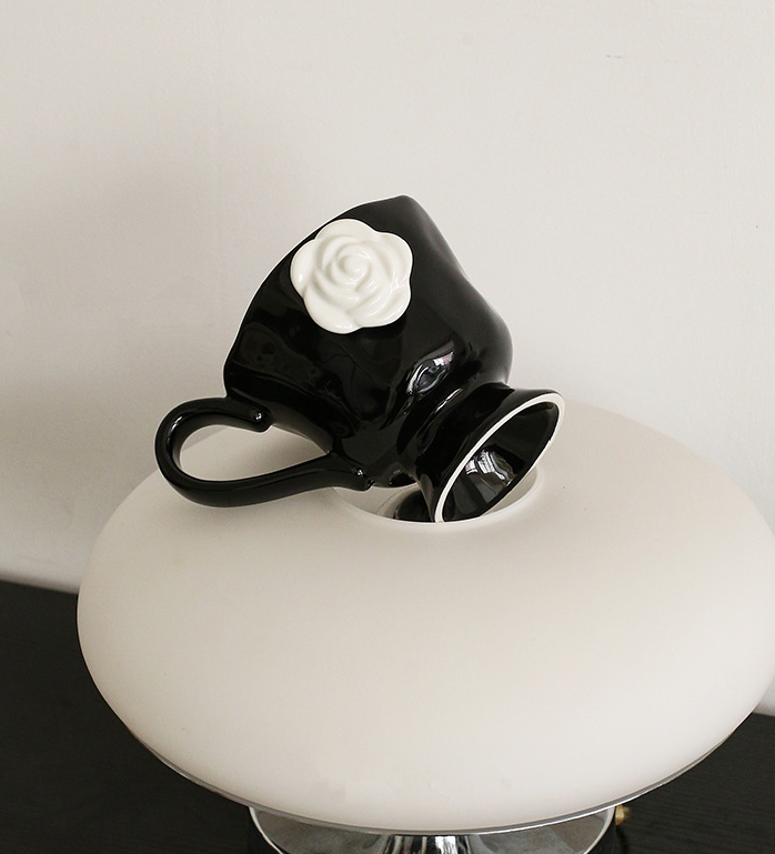 Camellia Ceramic Mugs tableware drinking utensil with lid thermal mug for coffee tea outdoor water bottle thermos home office decor gift