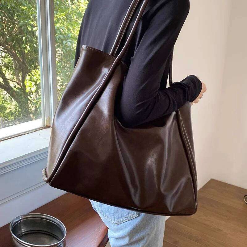 Women Tote Fashion Underarm Pouch Large Capacity Soft Pu Leather Shoulder Retro Crossbody Bag Casual Portable BucketBags Z260224