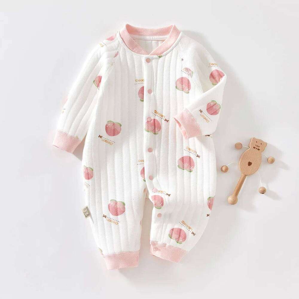 Baby Jumpsuit Clothes Winter Thickening 100% Cotton Boys Girls Cute Printed Bear Romper Infant Onesie Spring Trend 1-3-6-9-12M 26Y0224