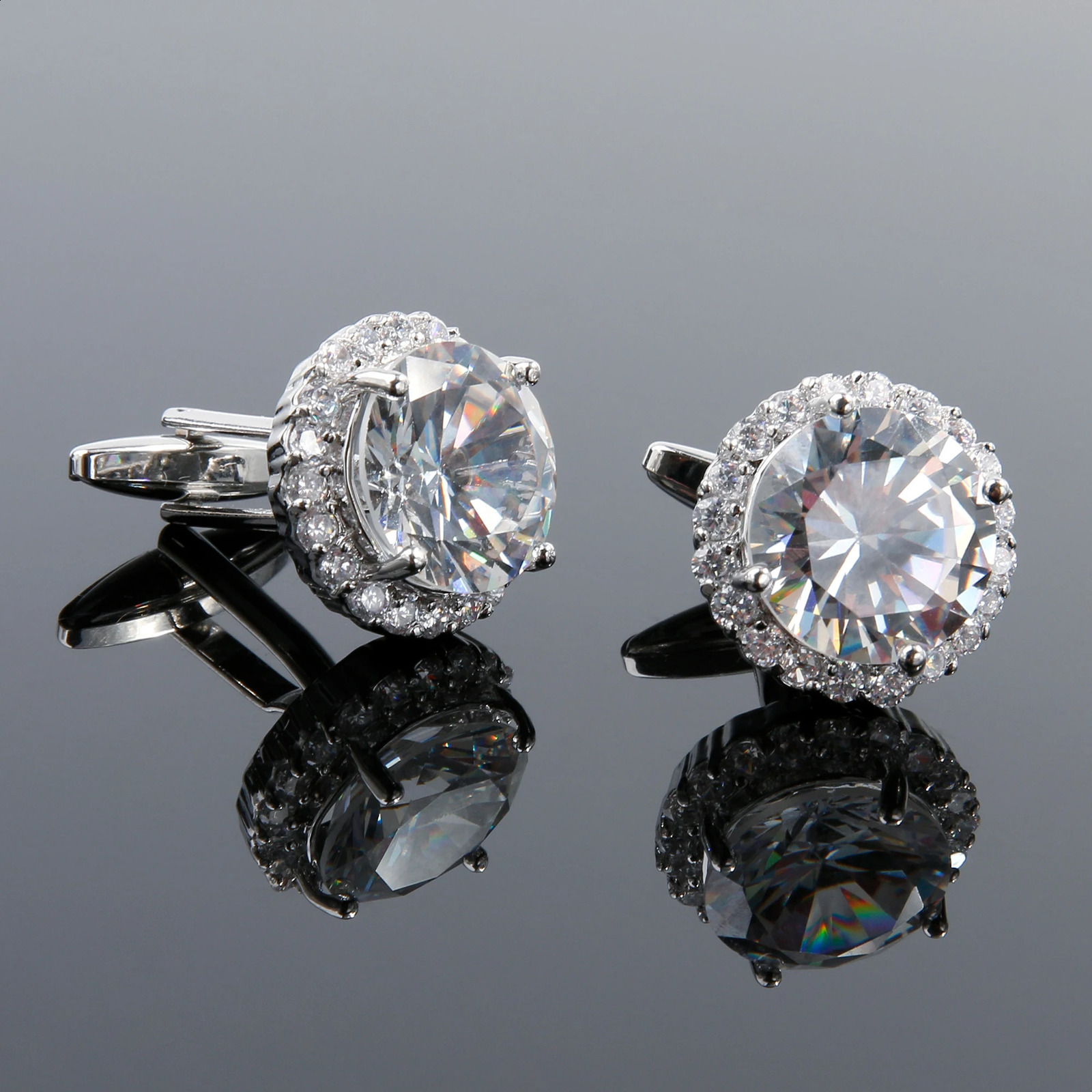 Cufflinks for Men TOMYE XK24043 Big Zircon Copper Round Wedding Jewelry Cuff Links Dress Shirt 260208