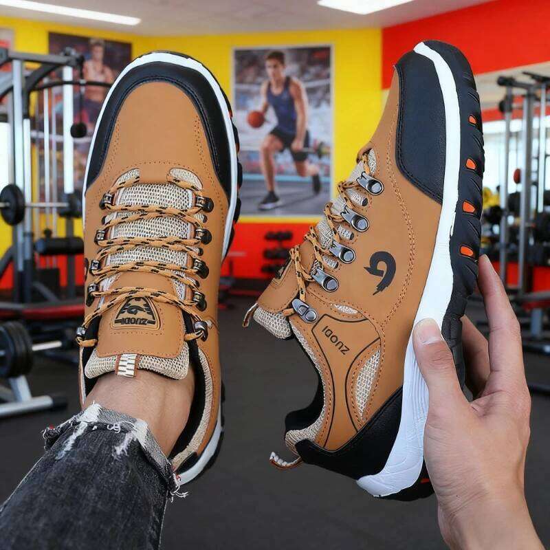 Waterproof Men's Leather Hiking Camping Running Jogging Shoes Breathable Athletic Trainer Masculino Zapatillas De Deporte