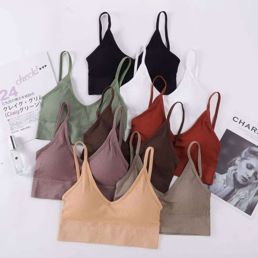 Sexy Thin Strapes Gym less Seamless Low Bra Women Sports Braush Up Bras 26Y0224