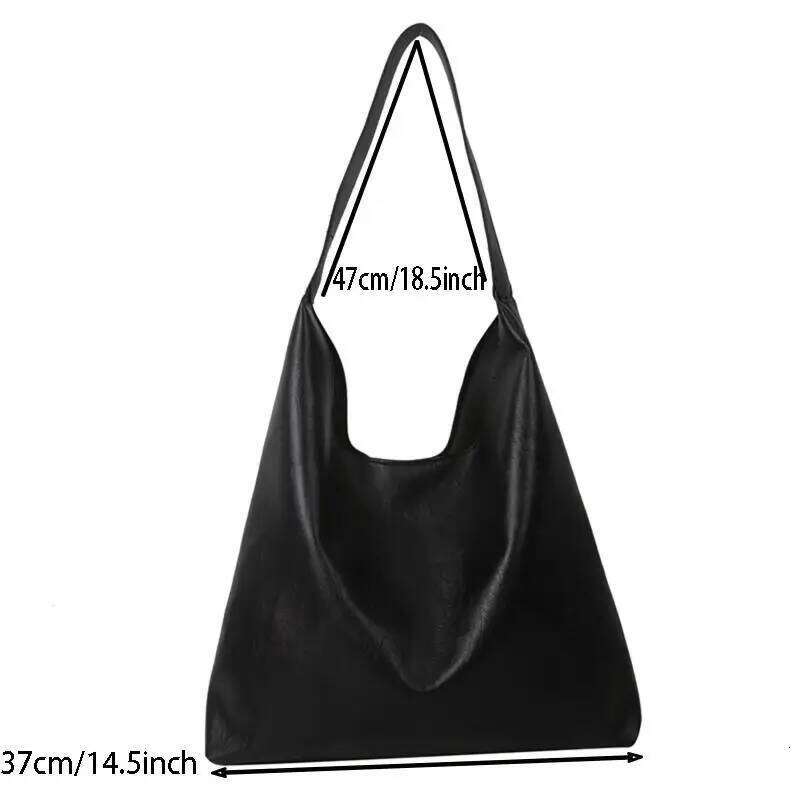 Large Capacity Textured Soft Leather Tote Women's Fashionable Commuting Armpit Simple And Versatile Shoulder Bag Z260224