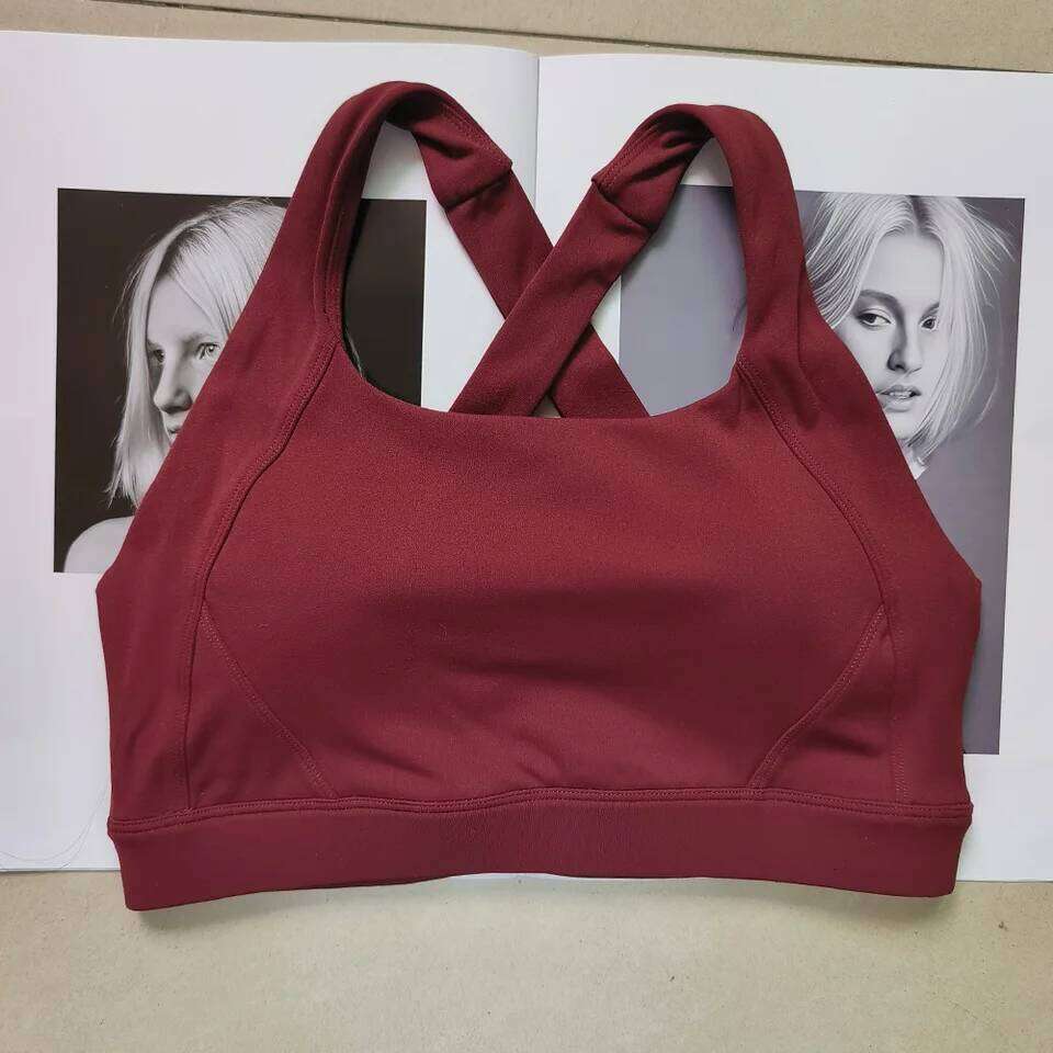 Solid color cross sports bra, quick drying shock-absorbing Pilates yoga vest, running and fitness bra 26Y0224