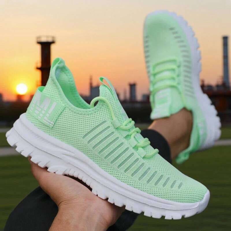 Men's Light Mesh Running Shoes Breathable Knit Lightweight White Sole Daily Wear Leisure Time High Quality Performance Sneakers