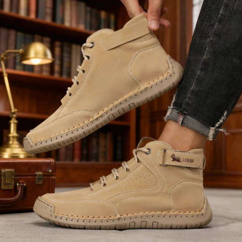 Men's High Top Handmade Sewn Buckle Casual Shoes Comfortable Fashionable Daily Walking Outdoor Adventure Boots