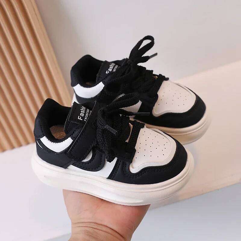 Children's Sports Girls 2025 Spring Autumn New Leather PU Leisure Soft Soled Boys Sneakers Baby Girl Casual Shoes 26W0224