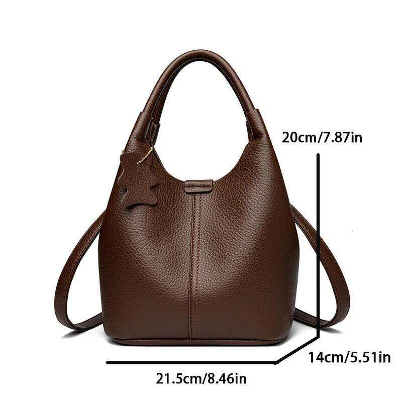 High-end and versatile handbag, soft leather bucket women's single-shoulder bag, fashionable crossbody bag Z260224