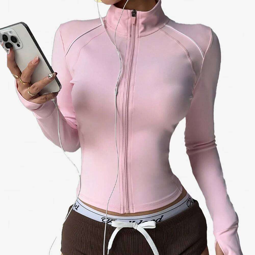 Womens Running s Long Sleeve Athletic Workout Track Full Zip Up Slim Fit Gym for Women Yoga Top 26Y0224