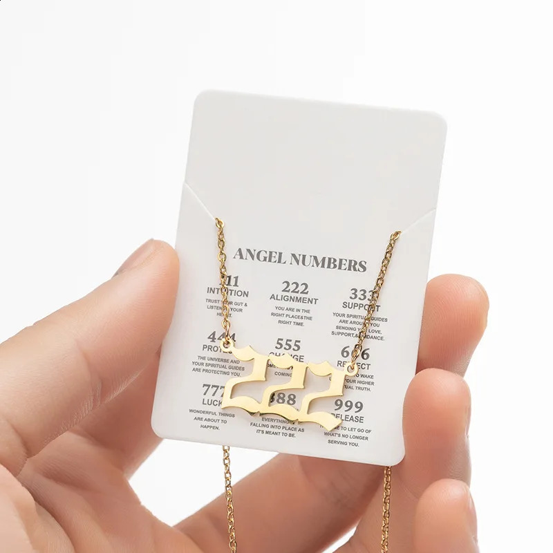 Stainless Steel Angel Number Lucky Numbers Necklaces 111 222 333 444 555 777 888 999 666 000 Pendant Necklace Charms Jewelry 260206