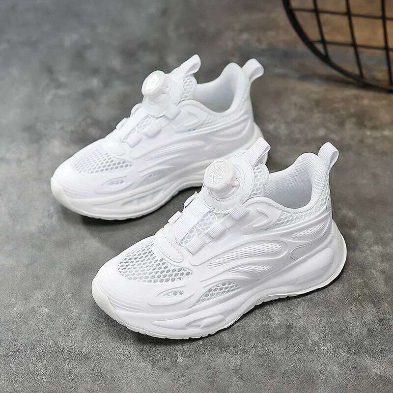 Kids Sneakers White Mesh Breathable Summer Comfortable Lightweight Casual Running 2025 Trendy Tennis Shoes for Children 26W0224