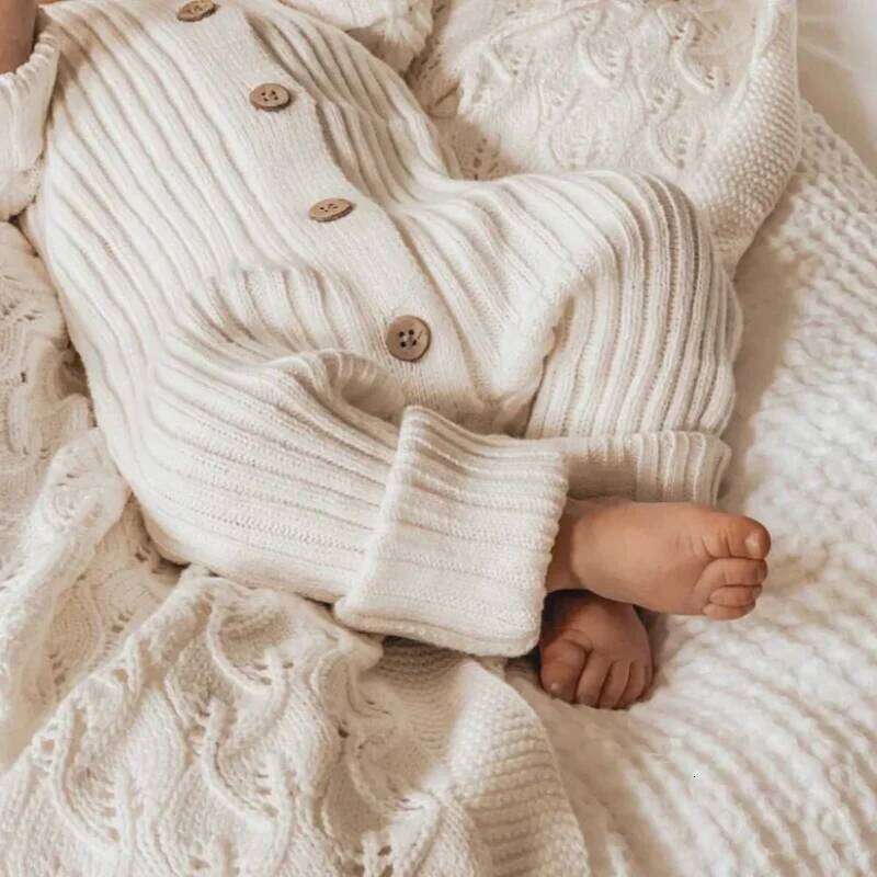 Little Boys Girls Genderless Chunky Rib Jumpsuit Infants Stylish Natural Basic Playsuit Baby Cozy Winter Clothes 26Y0224