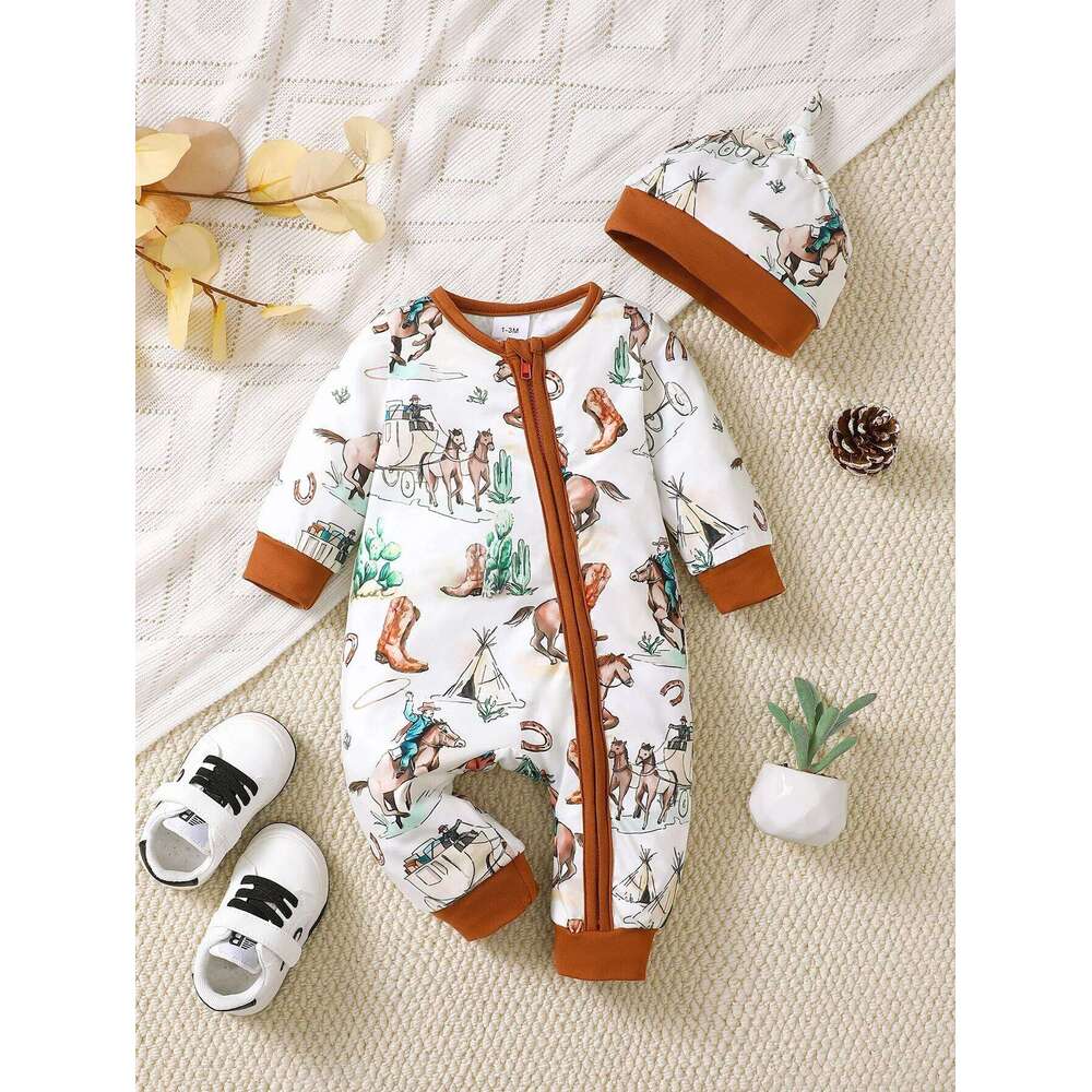 Winter Newborn Infant Boys Romper Bear Print Long Sleeve Button Up Front Rompers Kids Onepiece Soft Fashion Baby Clothing 26Y0224